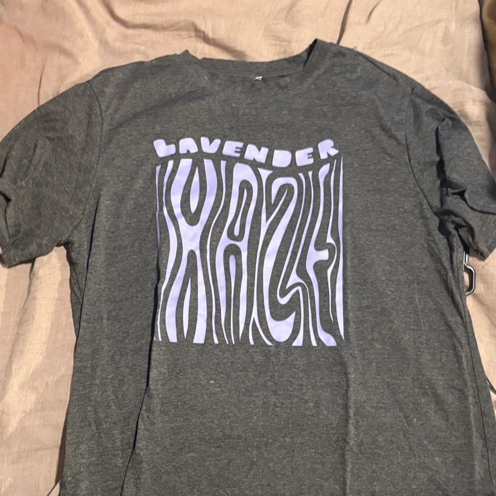 Gray T-Shirt with Lavender Graphic